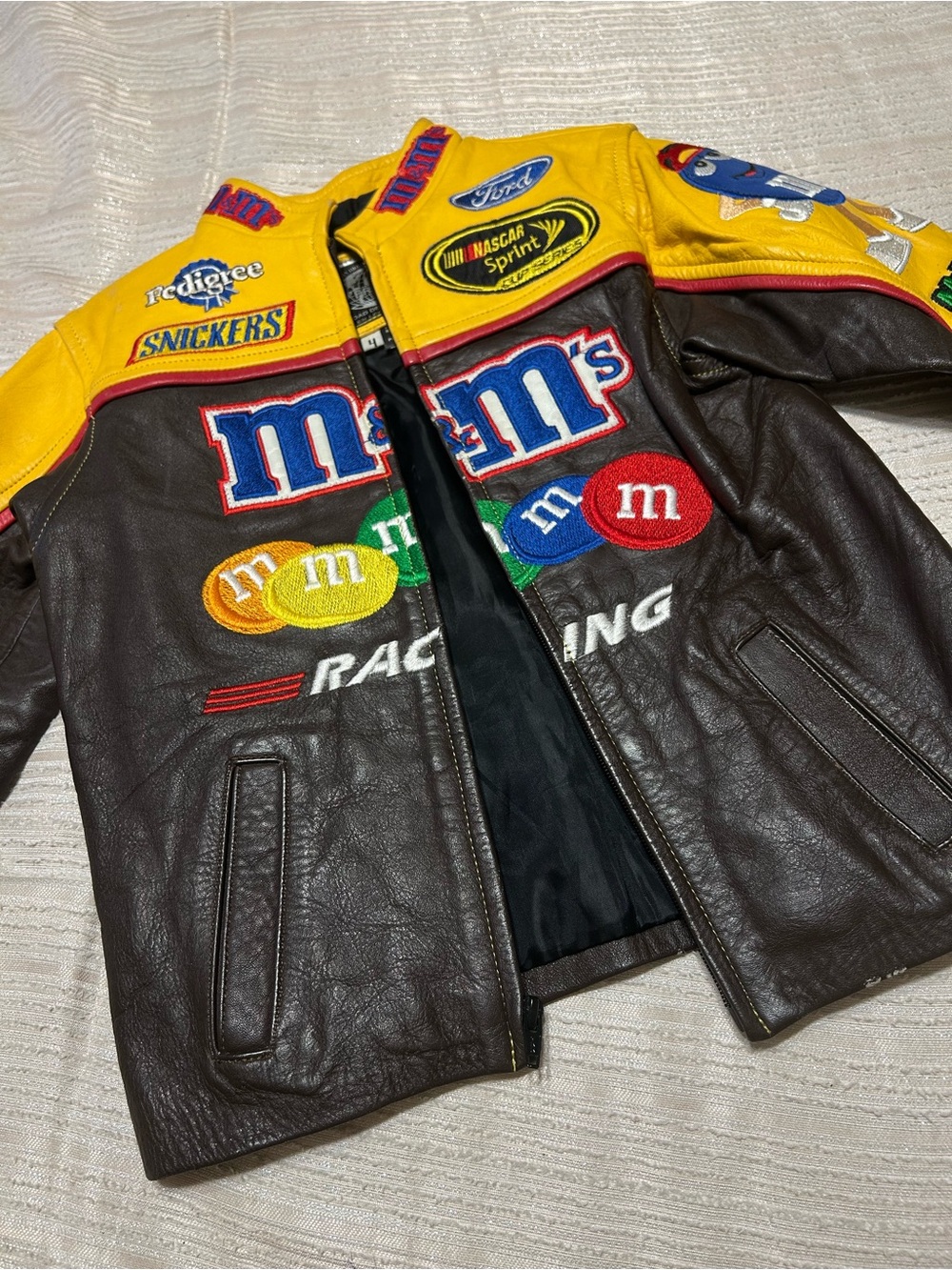 Vintage M&M'S Kids Racing Jacket in Yellow & Brown uniset